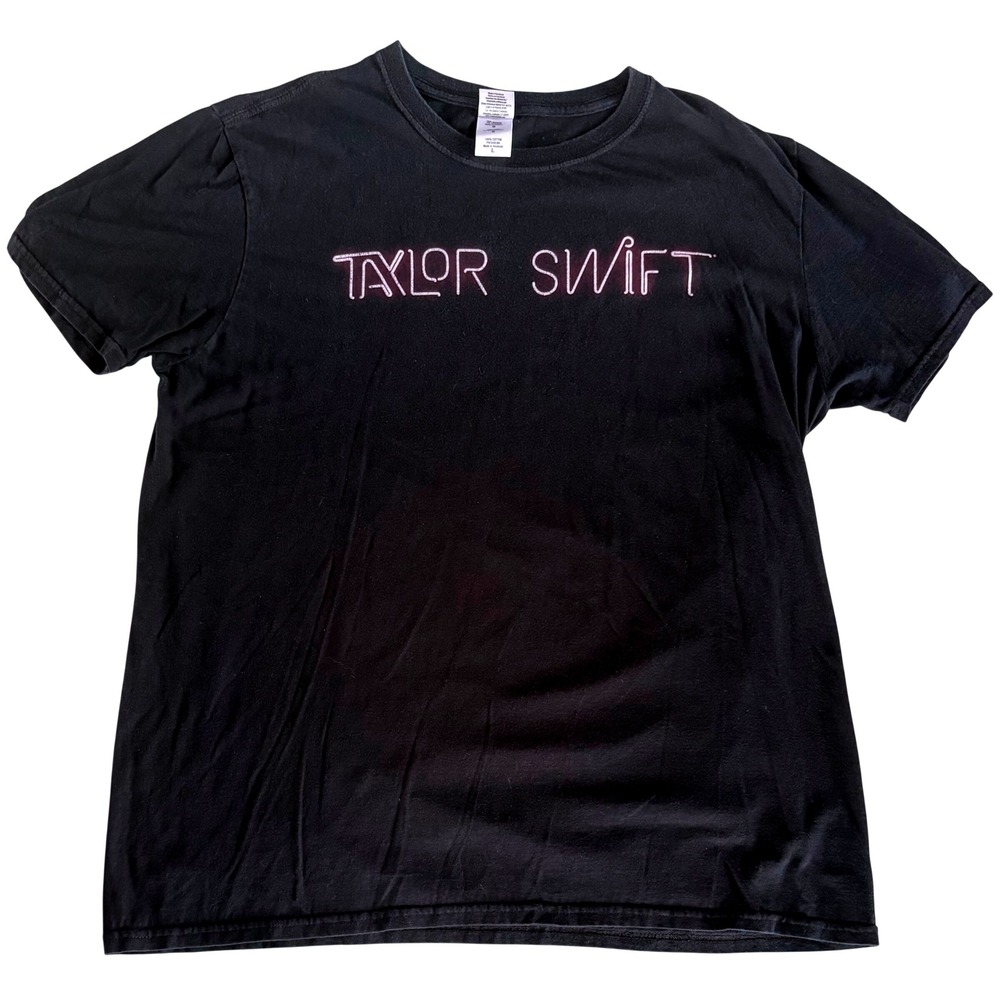Taylor Swift 1989 World Tour Concert T-Shirt Black Pink Neon Logo Large